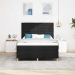 vidaXL Lit à ressort LED avec matelas Noir 140 x 190 cm tissu
