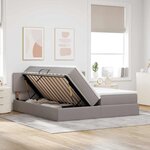 vidaXL Lit de rangement LED avec matelas Taupe 180 x 200 cm Tissu