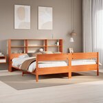 vidaXL Lit bibliothèque sans matelas cire marron 200x200 cm pin massif