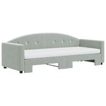 vidaXL Lit de jour avec gigogne et matelas gris clair 80x200cm velours