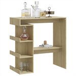 vidaXL Table de bar étagère de rangement Chêne sonoma Bois ingénierie