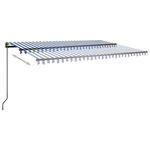 vidaXL Auvent rétractable automatique et poteaux 3 5x2 5 m Bleu blanc