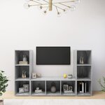 vidaXL Meubles TV 3 Pièces Gris béton 107x35x37 cm Bois d'ingénierie