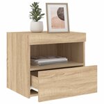 vidaXL Table de chevet avec lumières LED chêne sonoma 50x40x45 cm