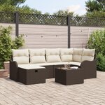 Ensemble de Canapés de Jardin vidaXL de 7 pièces avec Coussins Marron Poly Rattan