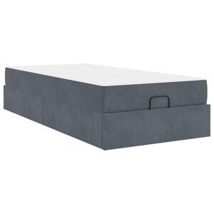 vidaXL Cadre de lit avec matelas avec matelas 2 Pièces Gris Foncé Velours