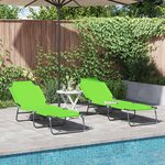 vidaXL Chaise longue pliante 2 Pièces Vert 56 x 189 x 87 cm tissu