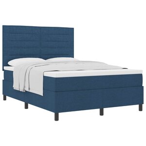 vidaXL Lit à ressorts avec matelas Bleu 160 x 200 cm tissu