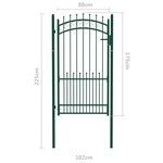 vidaXL Portail de clôture avec pointes Acier 100x175 cm Vert