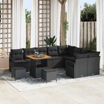 vidaXL Ensemble de canapé de jardin 12 Pièces Noir Poly rotin