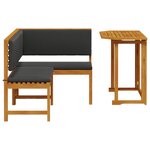 Ensemble de jardin 2 pièces avec coussins en bois d'acacia