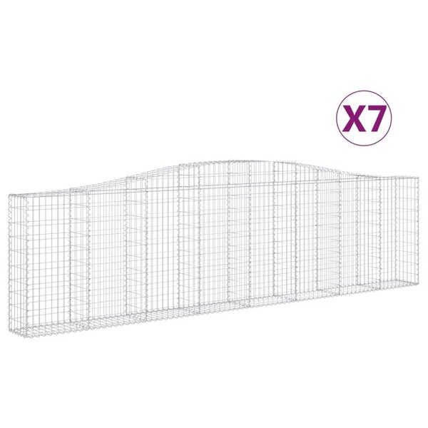 vidaXL Paniers à gabions arqués 7 Pièces 400x30x100/120 cm Fer galvanisé