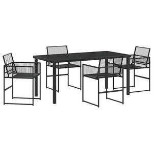 vidaXL Ensemble de salle à manger pour jardin 5 Pièces Noir polyrotin