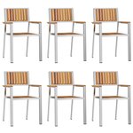 vidaXL Chaise de jardin 6 pc Bois d'acacia massif et acier inoxydable
