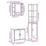 vidaXL Ensemble d'armoires de salle de bain 3 Pièces sonoma gris