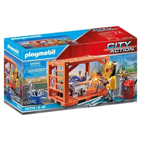 PLAYMOBIL - 70774 - Ouvrier et conteneur