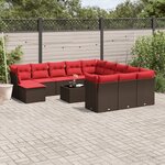 vidaXL Salon de jardin avec coussins 13 Pièces marron résine tressée
