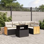 vidaXL Salon de jardin 6 Pièces avec coussins noir résine tressée