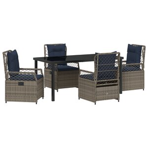 vidaXL Set de Salle à Manger de Jardin 5 Pièces en Rattan Poly Gris