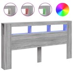 vidaXL Tête de lit à LED sonoma gris 200x18 5x103 5 cm bois ingénierie