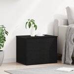 Coffre de rangement vidaXL avec couvercle en chêne noir 60x42x46 cm en bois semi-massif