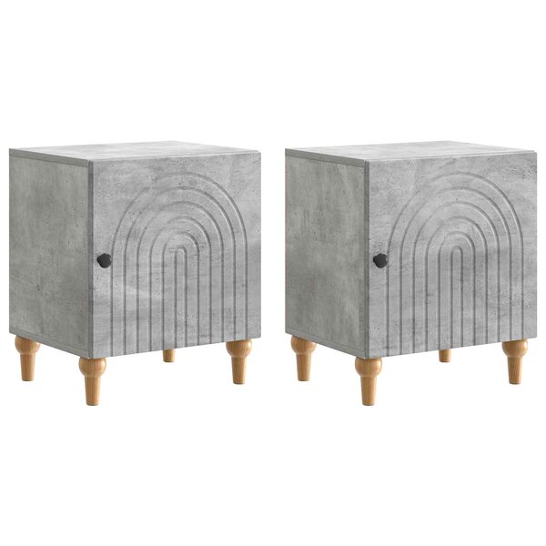 vidaXL Cabinet de chevet 2 Pièces Gris béton 43 x 34 5 x 50 cm