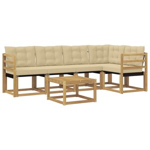 vidaXL Ensemble de canapés d'extérieur 6 pc Blanc et Beige