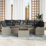vidaXL Ensemble de canapé de jardin 8 Pièces Gris clair Poly rotin