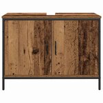 vidaXL Ensemble de mobilier de salle de bain avec porte 4 Pièces Marron