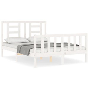 vidaXL Cadre de lit sans matelas blanc bois de pin massif