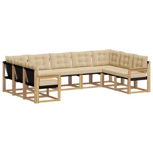 vidaXL Ensemble de canapés d'extérieur 9 pc Blanc et Beige