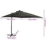vidaXL Parasol de jardin en porte-à-faux avec mât et lumières LED