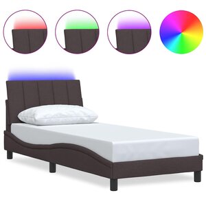 vidaXL Cadre de lit sans matelas Hanko marron foncé 90x190 cm tissu