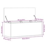 vidaXL Boîte de rangement gris béton 90x35x35 cm bois d'ingénierie