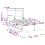 vidaXL Lit de Rangement Gris béton 135 x 190 cm Bois d'ingénierie