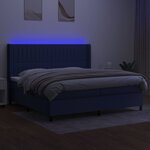 vidaXL Sommier à lattes de lit matelas et LED Bleu 200x200 cm Tissu