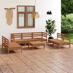 vidaXL Salon de jardin 8 Pièces Marron miel Bois de pin massif