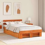 vidaXL Lit avec tiroirs - Marron ciré - 140 x 190 cm - Bois de pin massif