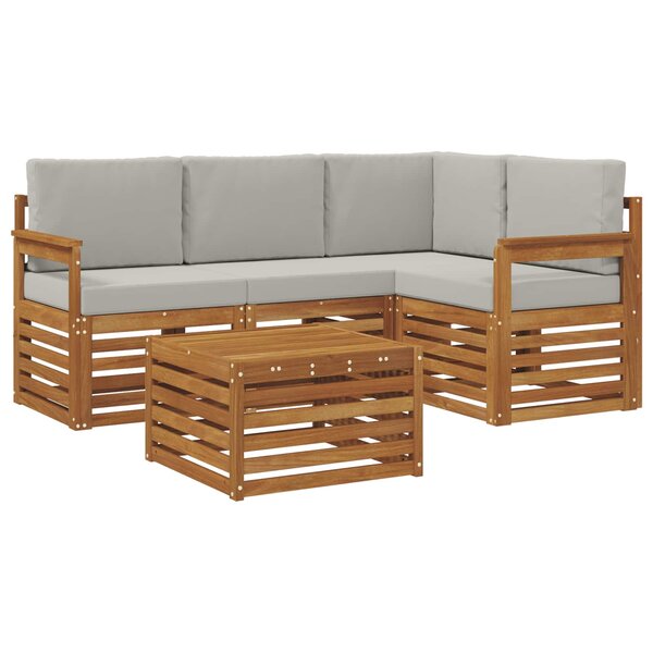vidaXL Ensemble de canapés d'extérieur 5 pc Gris Naturel et Clair