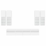 vidaXL Ensemble de meubles TV muraux 7 Pièces avec lumières LED blanc