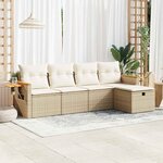 vidaXL Salon de jardin avec coussins 5 Pièces beige résine tressée