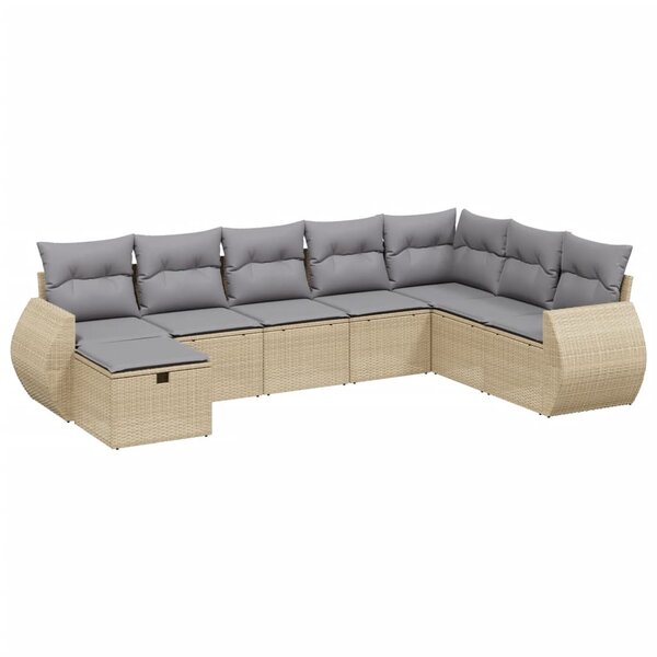 vidaXL Salon de jardin avec coussins 8Pièces mélange beige résine tressée