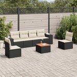 vidaXL Salon de jardin 7 Pièces avec coussins noir résine tressée