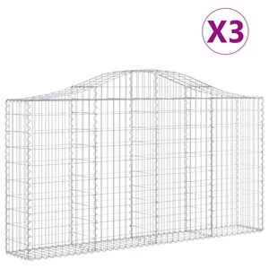vidaXL Paniers à gabions arqués 3 Pièces 200x30x100/120 cm Fer galvanisé