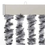 vidaXL Rideau anti-mouches gris et noir et blanc 90x200 cm chenille