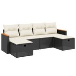 vidaXL Salon de jardin 6 Pièces avec coussins noir résine tressée