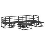 vidaXL Ensemble de canapé de jardin avec coussin 6 Pièces Noir Aluminium