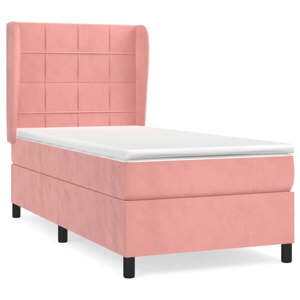 vidaXL Sommier à lattes de lit avec matelas Rose 100x200 cm Velours