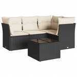 vidaXL Salon de jardin 5 Pièces avec coussins noir résine tressée