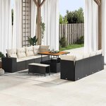 vidaXL Ensemble de canapé de jardin 11 Pièces Noir polyrotin